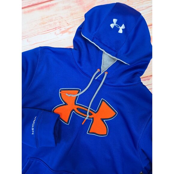 Under Armour Mens XL Blue UA Storm Hoodie Logo Pullover Loose Fit Fleece-Lined - Picture 4 of 7
